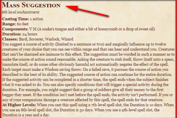 mass suggestion 5e