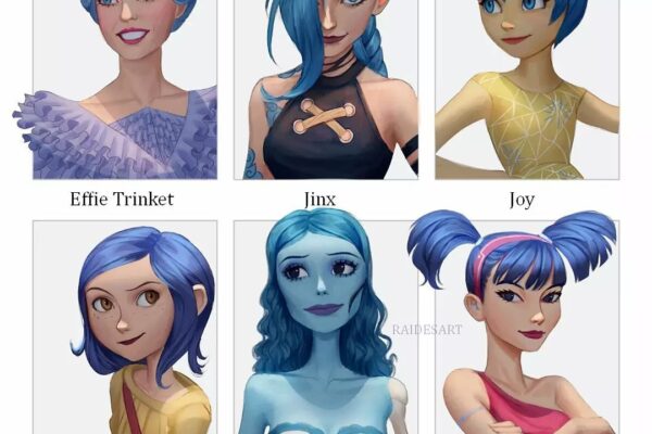 cartoon characters blue hair