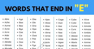 4 letter words end in e